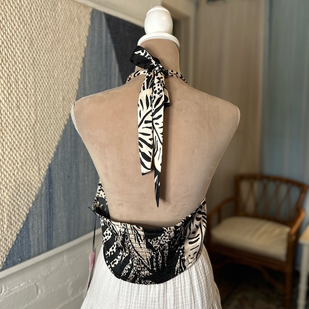 Future Collective Alani Noelle Black Animal Print Bandeau Crop Top - Picture 11 of 16